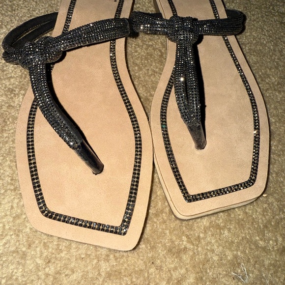 Palm’s Rhinestone T-Strap Sandals Size 7 - Picture 2 of 3